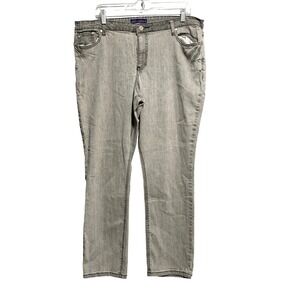 Drama Gold Womens Grey Straight Leg Denim Jeans High Rise Plus Size 16